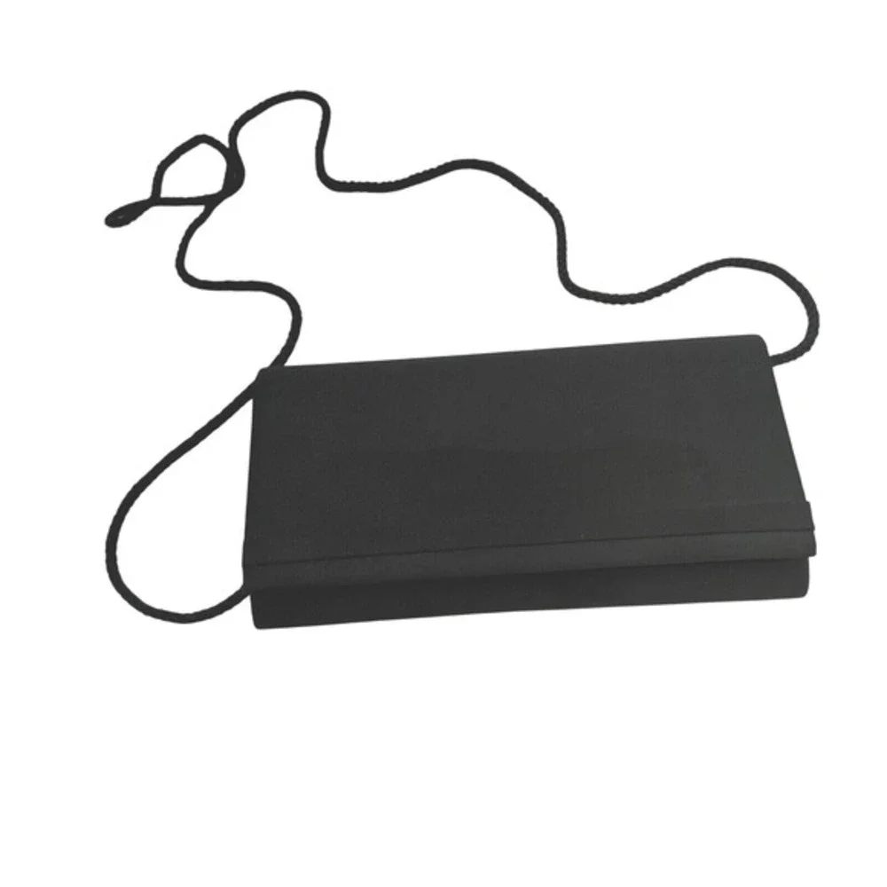 La Regale Black Satin Evening Clutch Crossbody Bag Formal Wedding Elegant 25-05‎